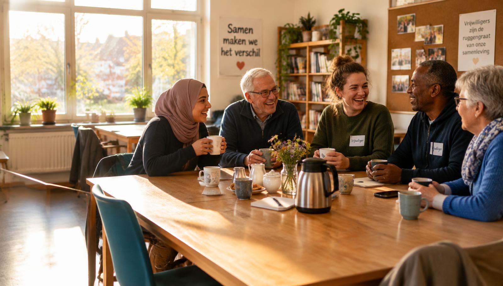 Vrijwilligers van Bureau JA aan tafel